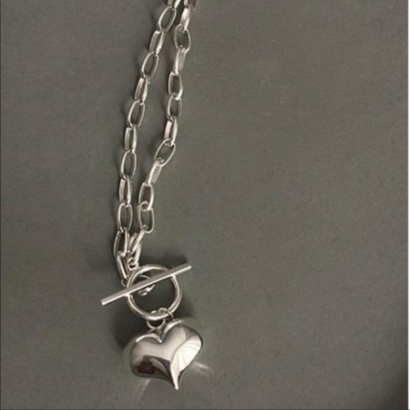 TOGGLE 925 STERLING SILVER CHUNKY HEART NECKLACE, NICE NECKLACE, CUTE NECKLACE - Picture 5 of 6